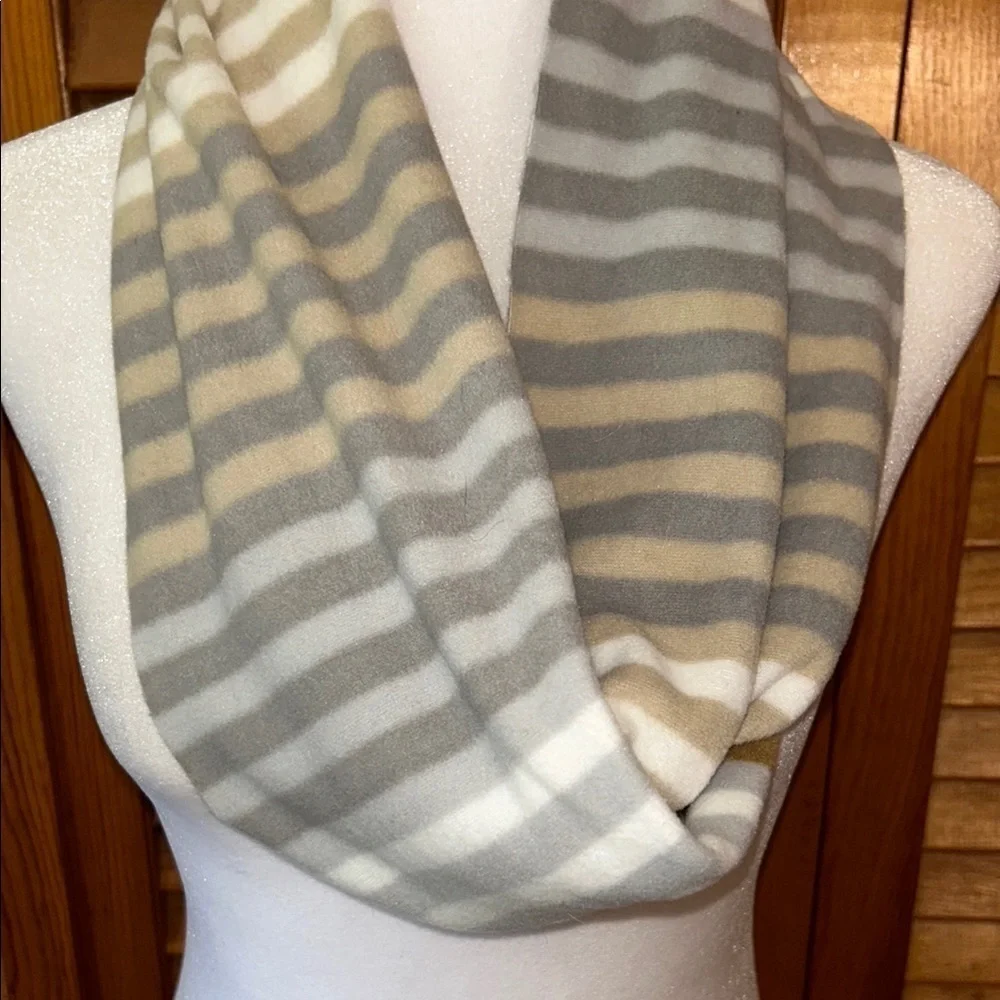 Striped Beige and Gray Women's Scarf